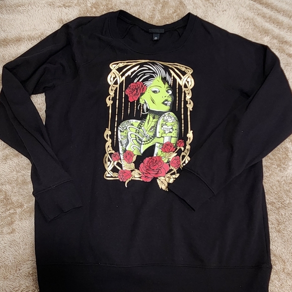 Torrid  Zombie Girl Fleece Sweatshirt - Black - Picture 2 of 5
